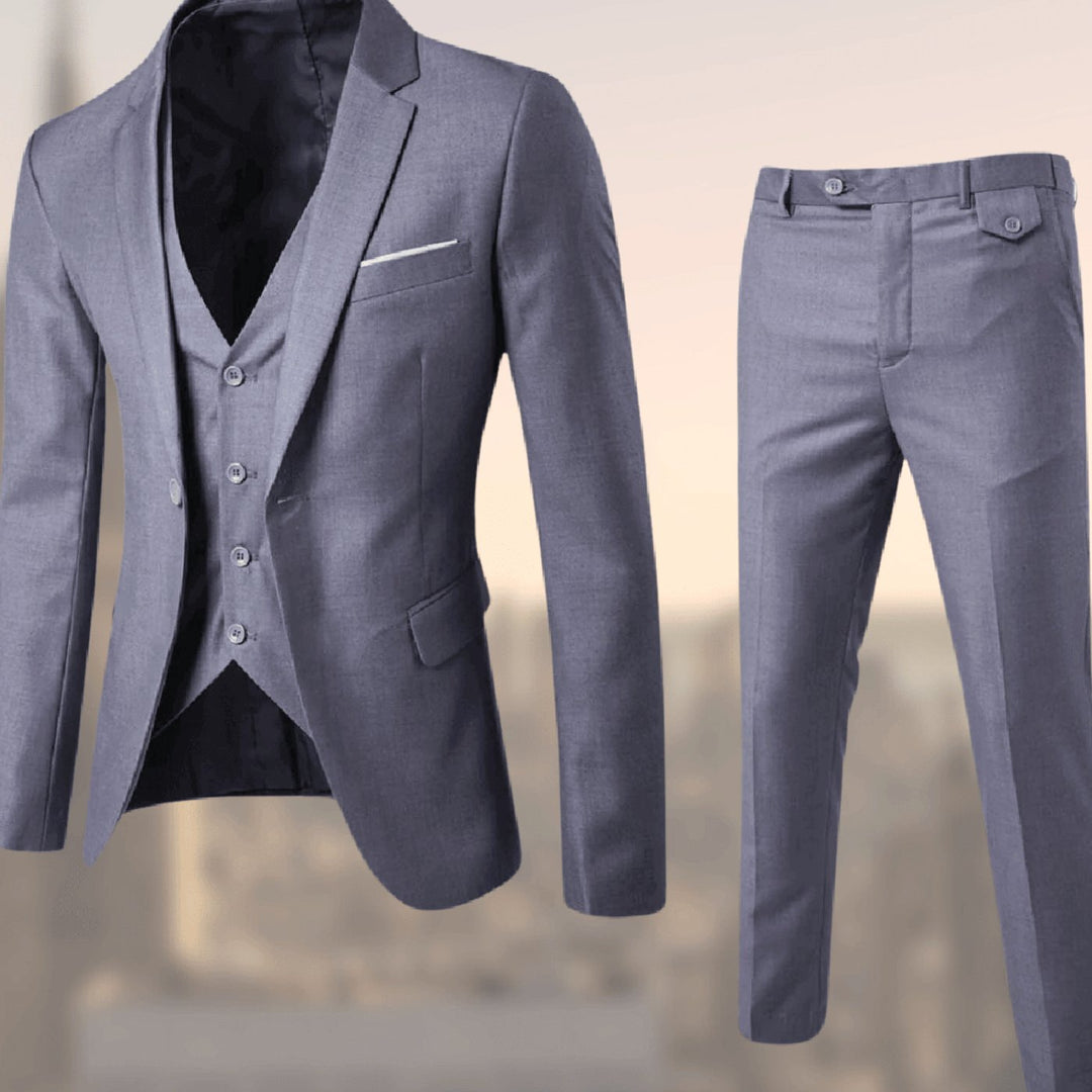 Herren Dreiteiliger Slim-Fit Formeller Businessanzug-Set mit Weste