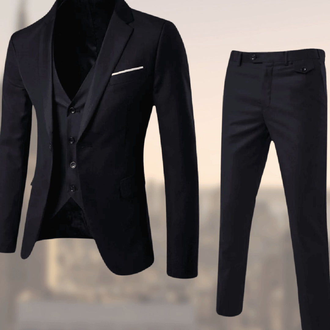 Herren Dreiteiliger Slim-Fit Formeller Businessanzug-Set mit Weste