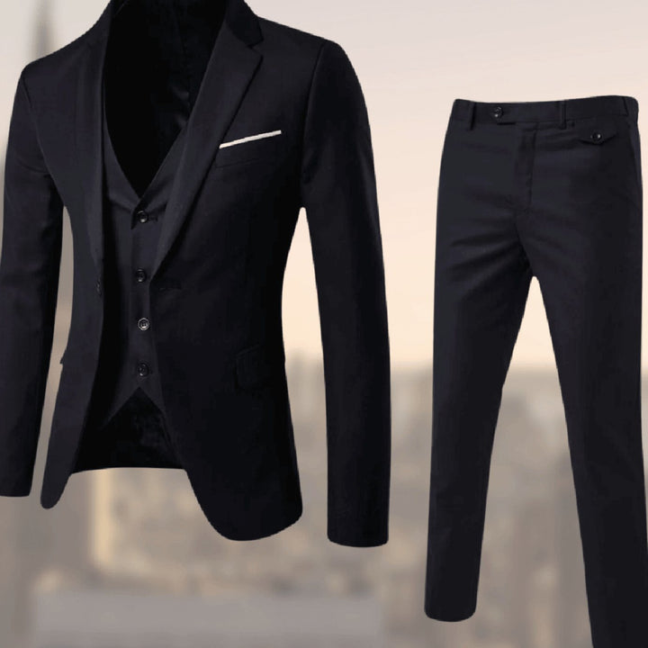 Herren Dreiteiliger Slim-Fit Formeller Businessanzug-Set mit Weste