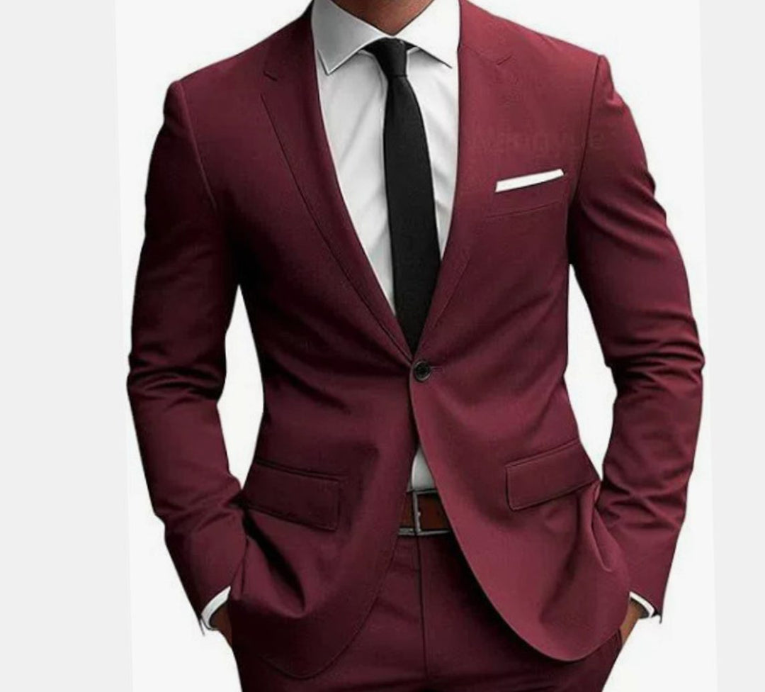 Herren Eleganter Slim Fit Anzug Zweiteiliger Frühjahrs Businessanzug