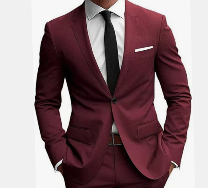 Herren Eleganter Slim Fit Anzug Zweiteiliger Frühjahrs Businessanzug