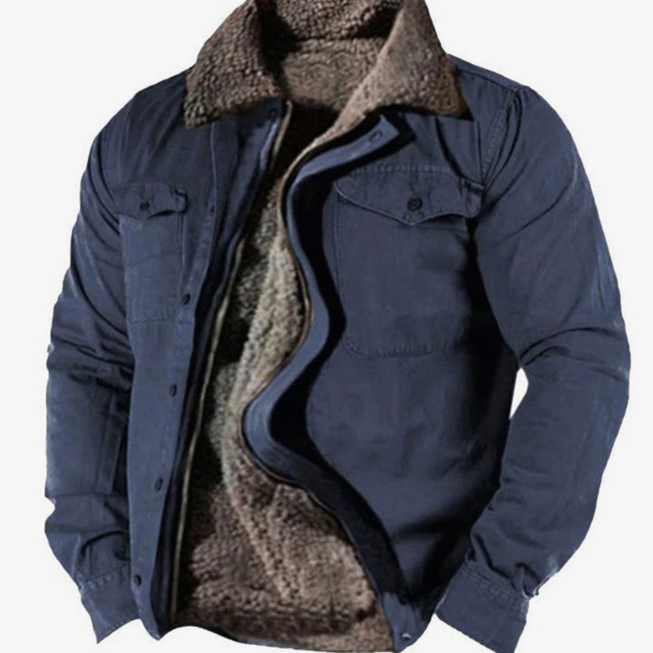Herren Fleece-gefütterte Klassische Winter-Skijacke mit Reißverschluss - Blau