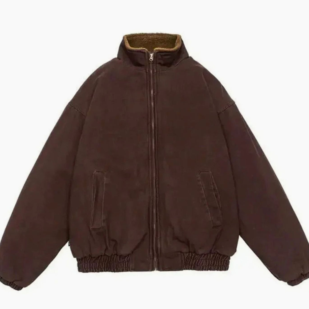 Herren Fleece-gefütterte Wattierte Reißverschluss-Winterjacke