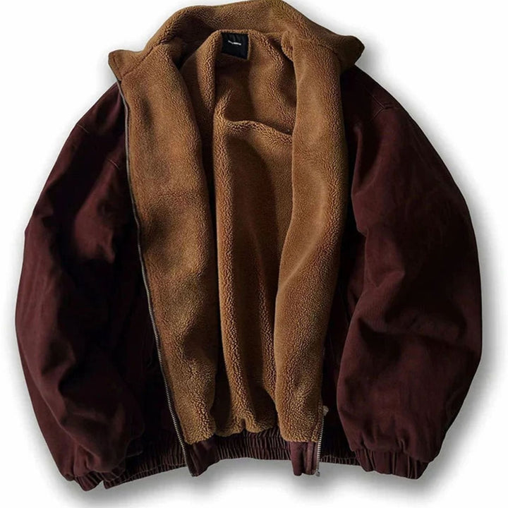 Herren Fleece-gefütterte Wattierte Reißverschluss-Winterjacke - Rot
