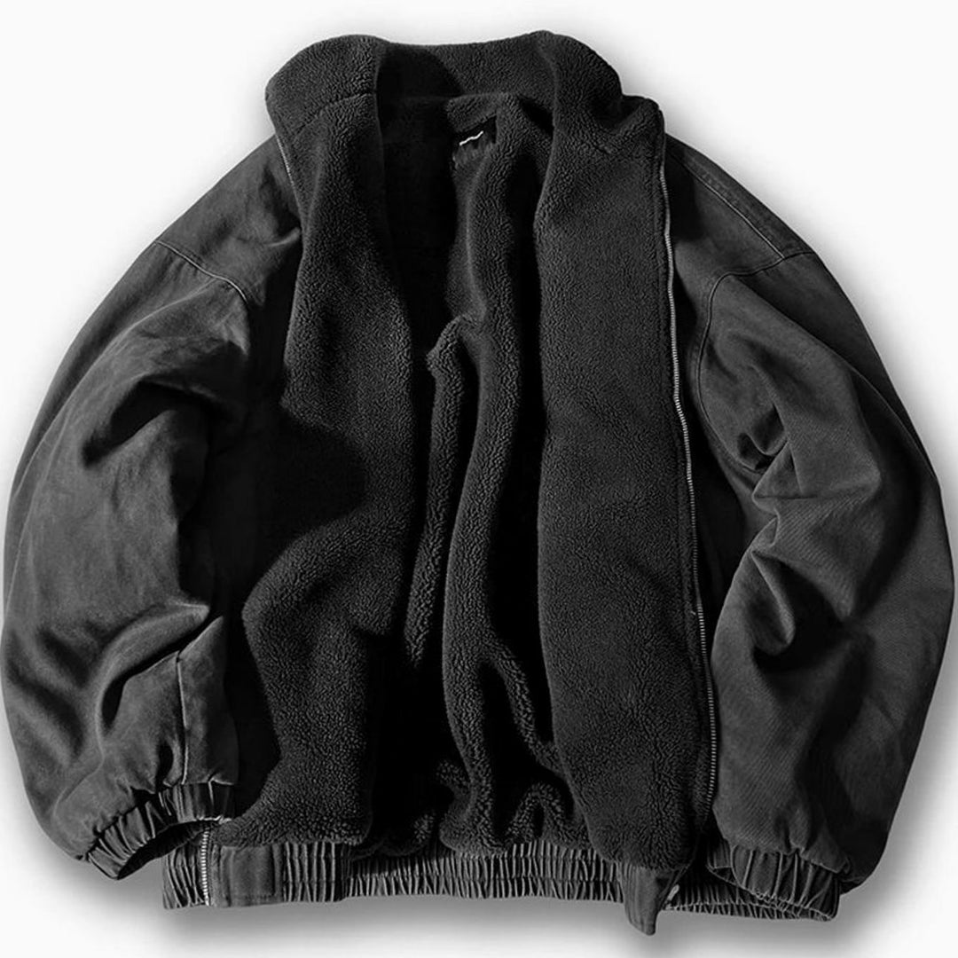 Herren Fleece-gefütterte Wattierte Reißverschluss-Winterjacke - Grau