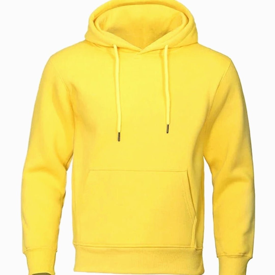 Herren Fleece Kapuzen-Sweatshirt mit Kordelzug und Känguru-Tasche - Gelb