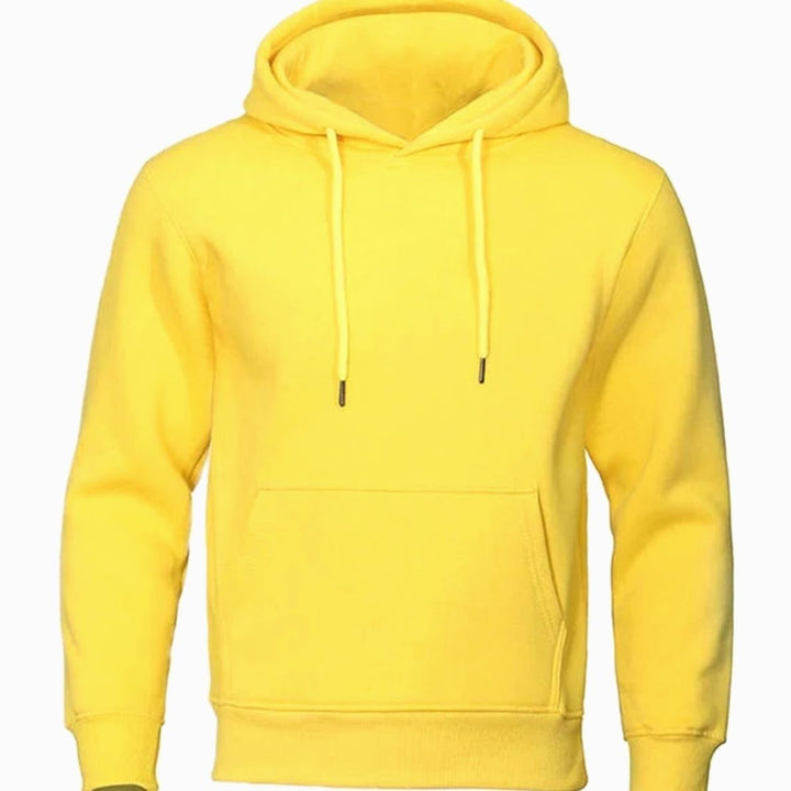 Herren Fleece Kapuzen-Sweatshirt mit Kordelzug und Känguru-Tasche - Gelb