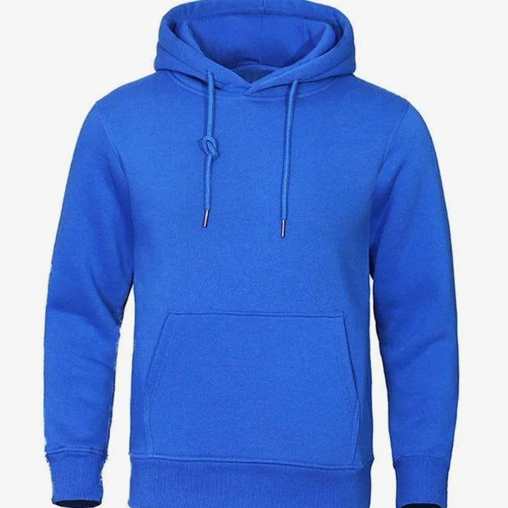 Herren Fleece Kapuzen-Sweatshirt mit Kordelzug und Känguru-Tasche - Blau