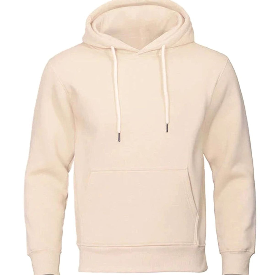 Herren Fleece Kapuzen-Sweatshirt mit Kordelzug und Känguru-Tasche - Beige