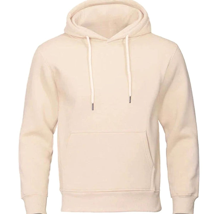 Herren Fleece Kapuzen-Sweatshirt mit Kordelzug und Känguru-Tasche - Beige