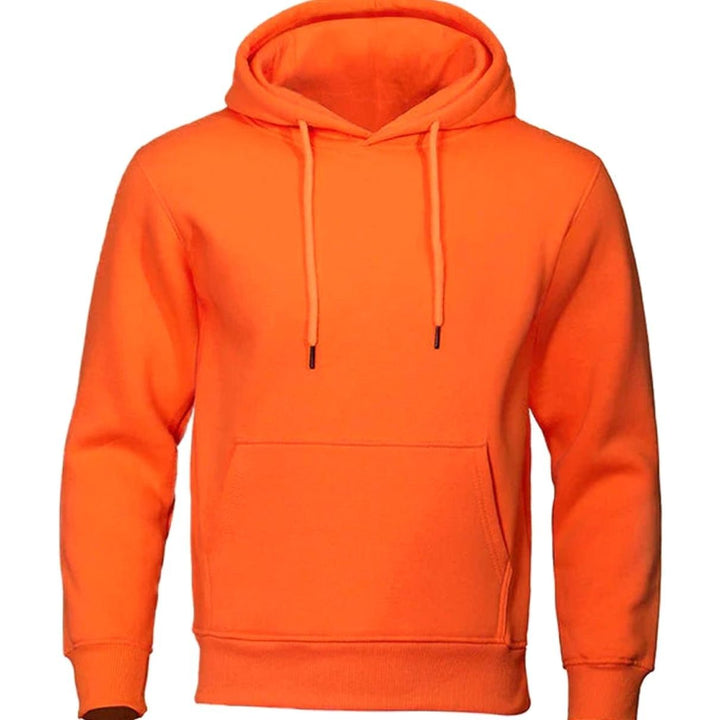 Herren Fleece Kapuzen-Sweatshirt mit Kordelzug und Känguru-Tasche - Orange