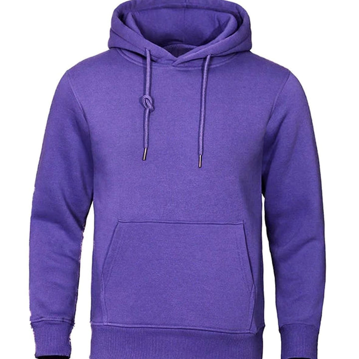 Herren Fleece Kapuzen-Sweatshirt mit Kordelzug und Känguru-Tasche - Lila