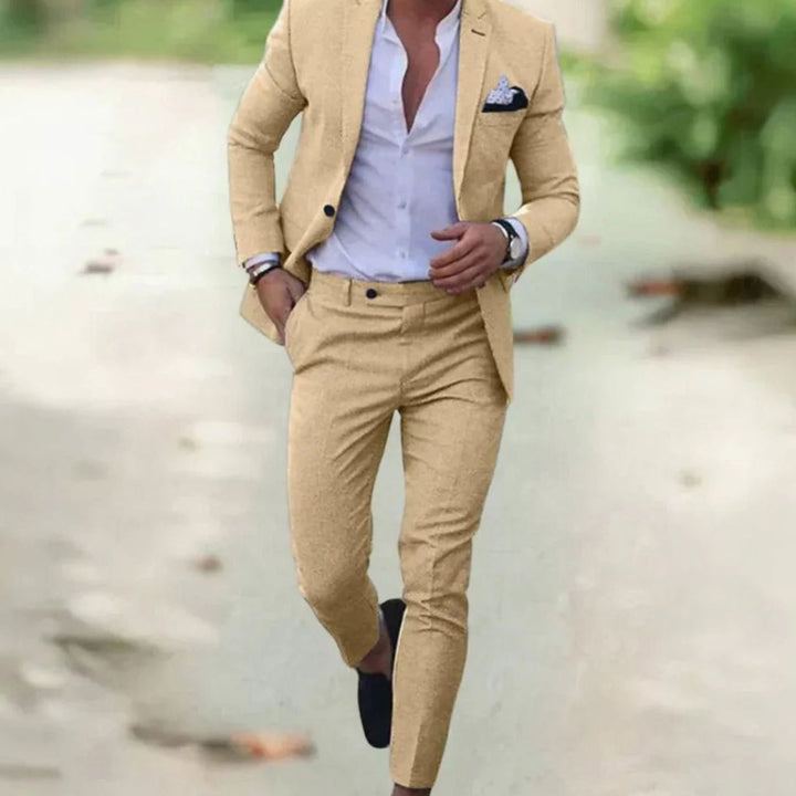Herren Formeller Hochzeitsanzug-Set Slim-Fit Zweiteiler - Beige