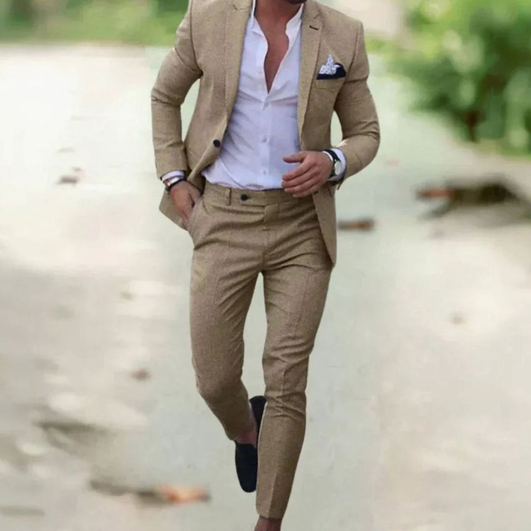 Herren Formeller Hochzeitsanzug-Set Slim-Fit Zweiteiler - Khaki