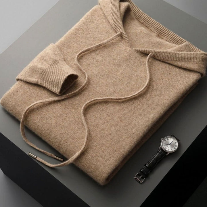 Herren Frühlings Kaschmir-Kapuzenpullover Leichter Strick-Hoodie - Beige
