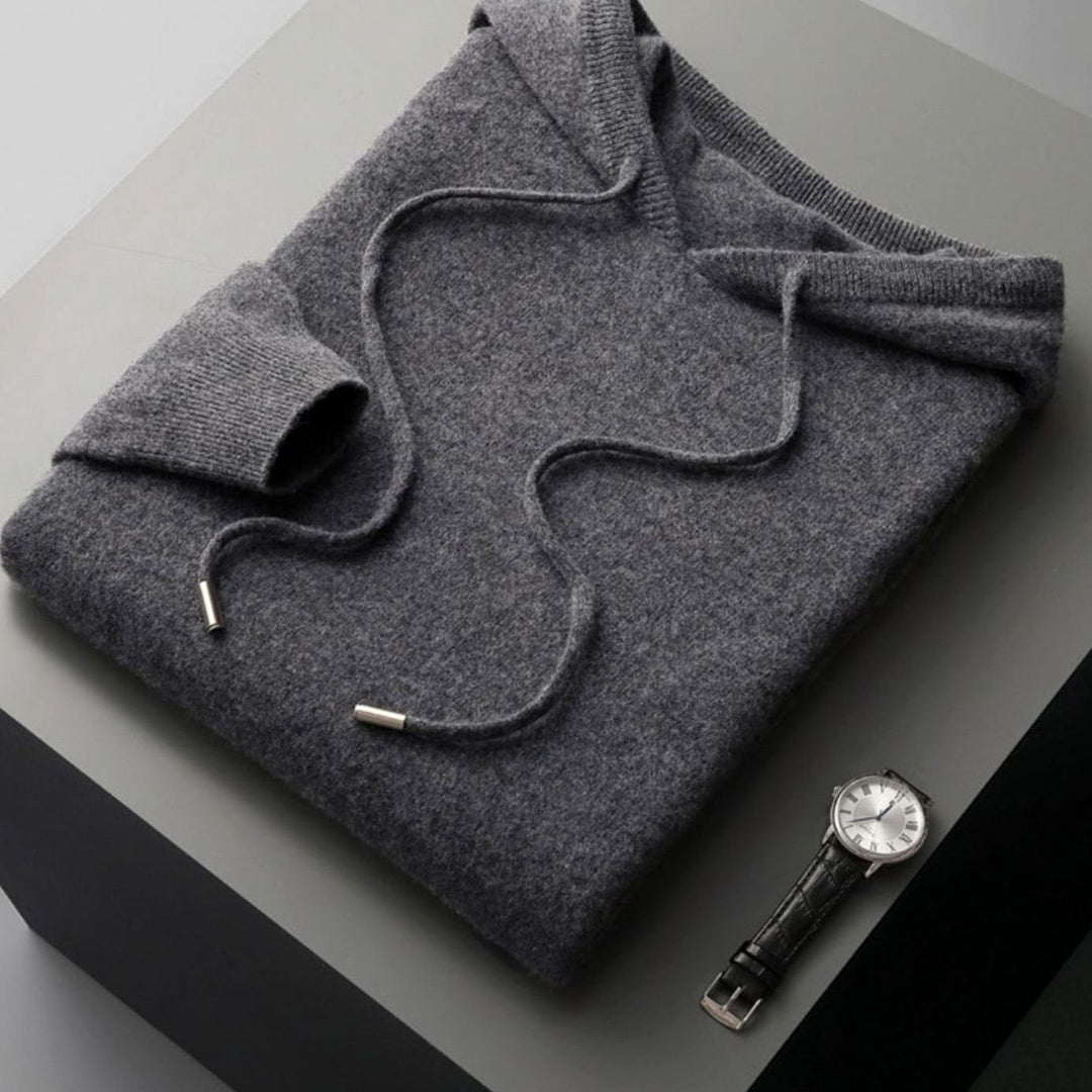 Herren Frühlings Kaschmir-Kapuzenpullover Leichter Strick-Hoodie - Dunkelgrau
