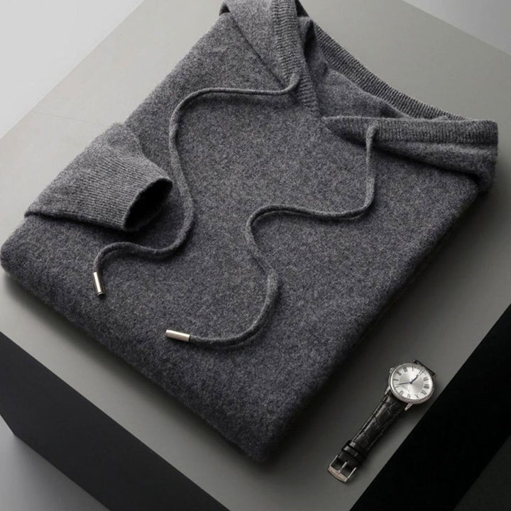 Herren Frühlings Kaschmir-Kapuzenpullover Leichter Strick-Hoodie - Dunkelgrau