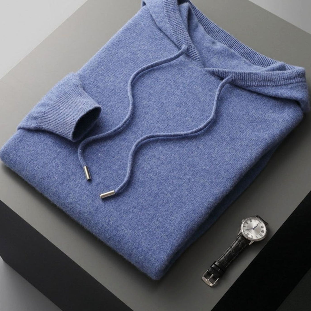 Herren Frühlings Kaschmir-Kapuzenpullover Leichter Strick-Hoodie - Blau
