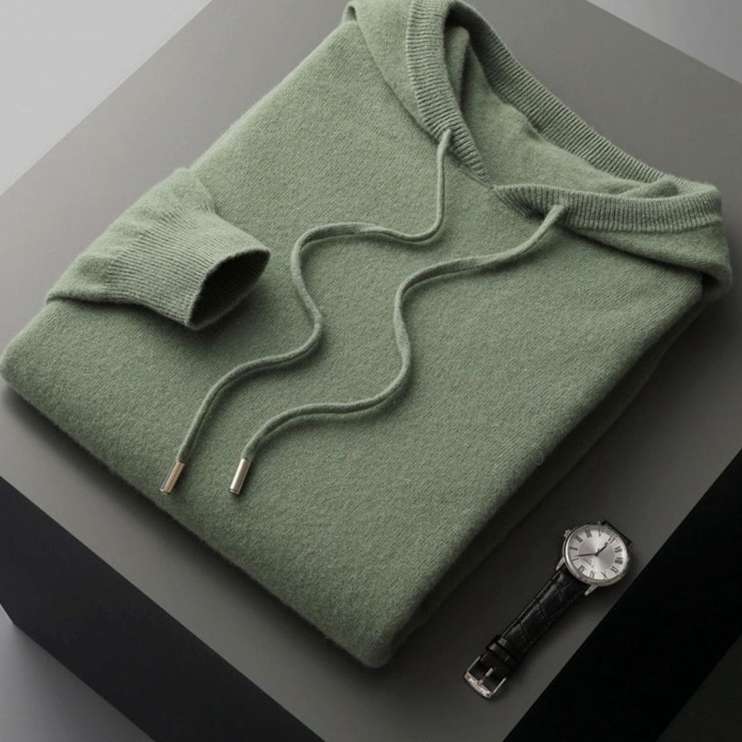 Herren Frühlings Kaschmir-Kapuzenpullover Leichter Strick-Hoodie - Grün