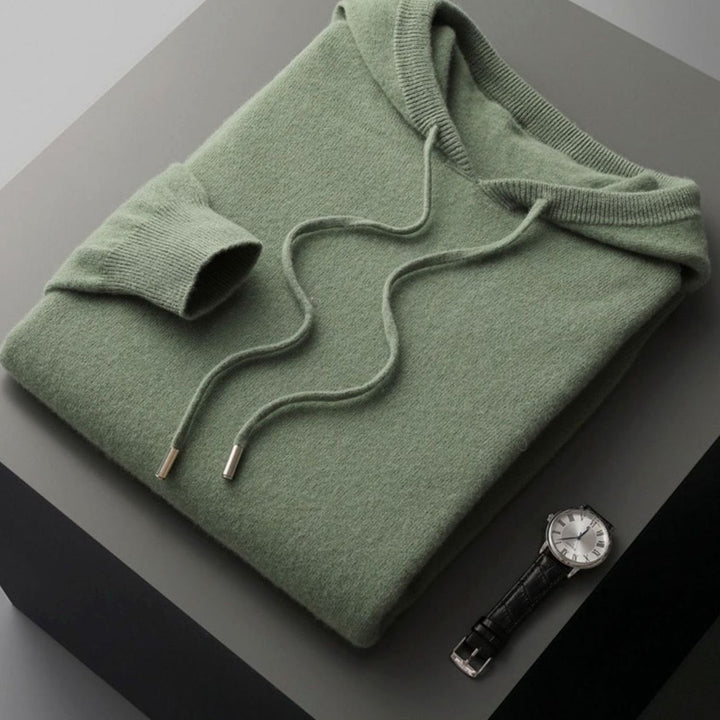 Herren Frühlings Kaschmir-Kapuzenpullover Leichter Strick-Hoodie - Grün
