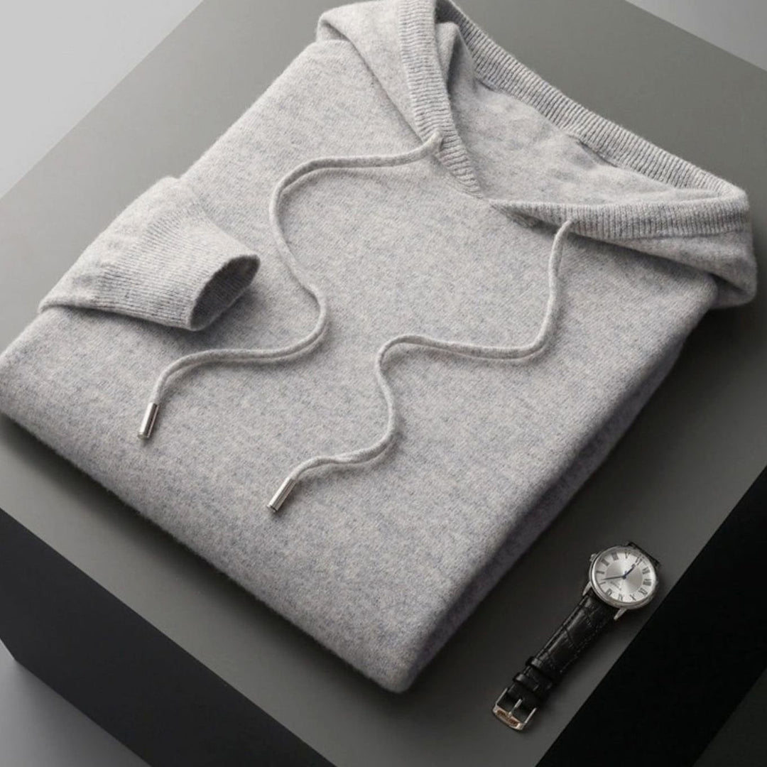 Herren Frühlings Kaschmir-Kapuzenpullover Leichter Strick-Hoodie - Grau