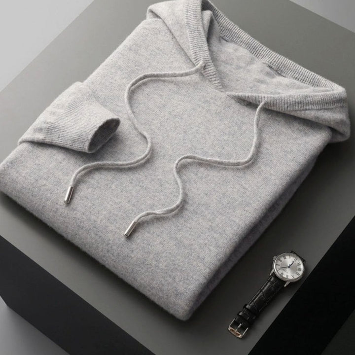 Herren Frühlings Kaschmir-Kapuzenpullover Leichter Strick-Hoodie - Grau