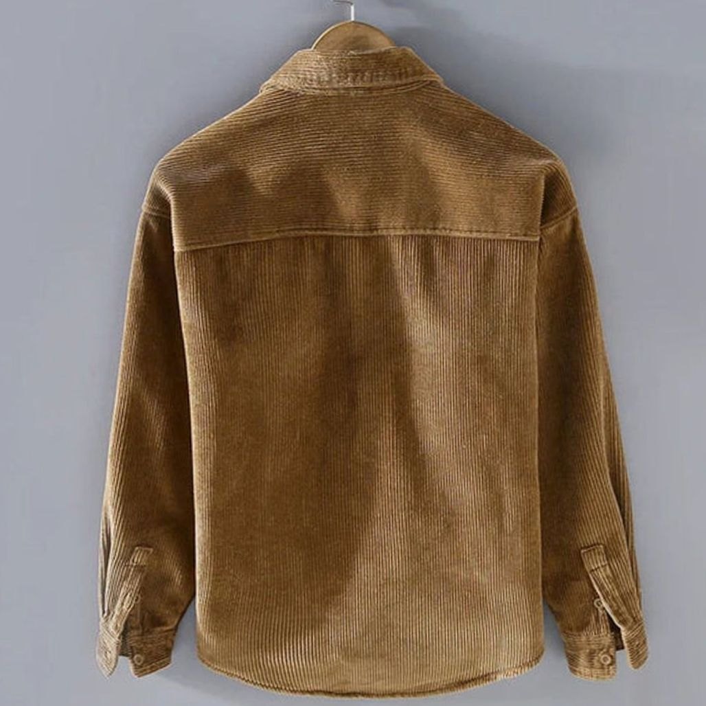 Herren Gefütterte Cord-Overshirt-Jacke mit Knopfleiste