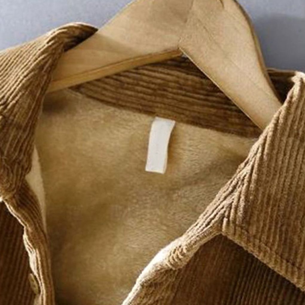 Herren Gefütterte Cord-Overshirt-Jacke mit Knopfleiste