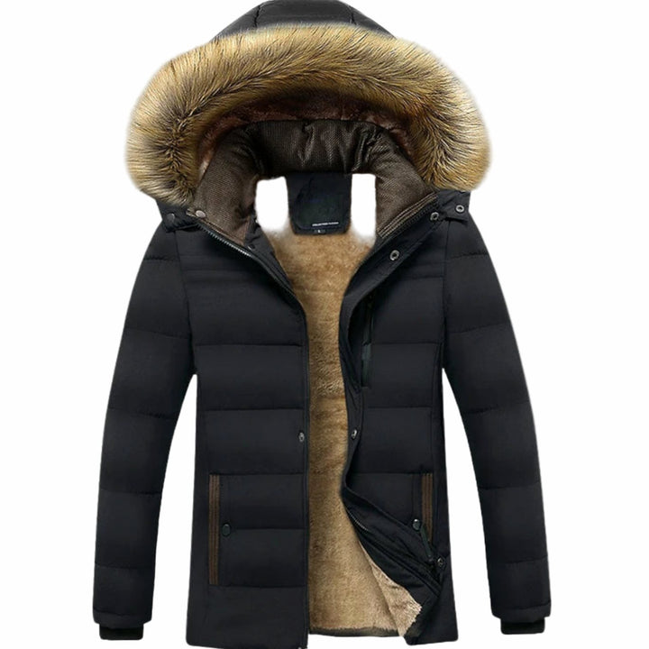 Herren Gefütterte Winterjacke mit Kapuze und Fellfutter