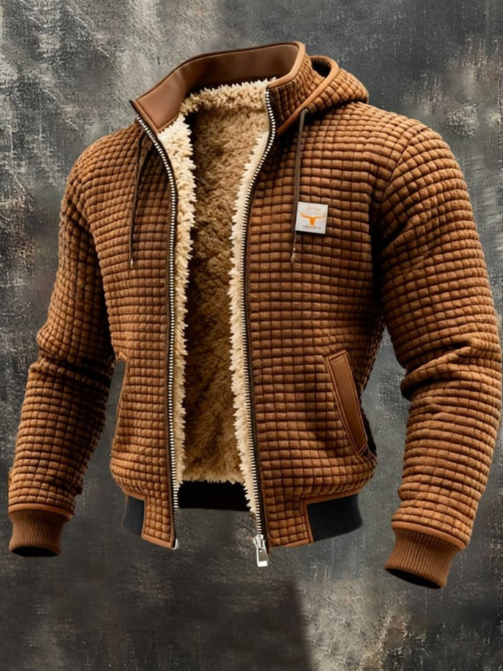Herren Gesteppte Fleece-Gefütterte Kapuzenjacke mit Reißverschluss - Braun
