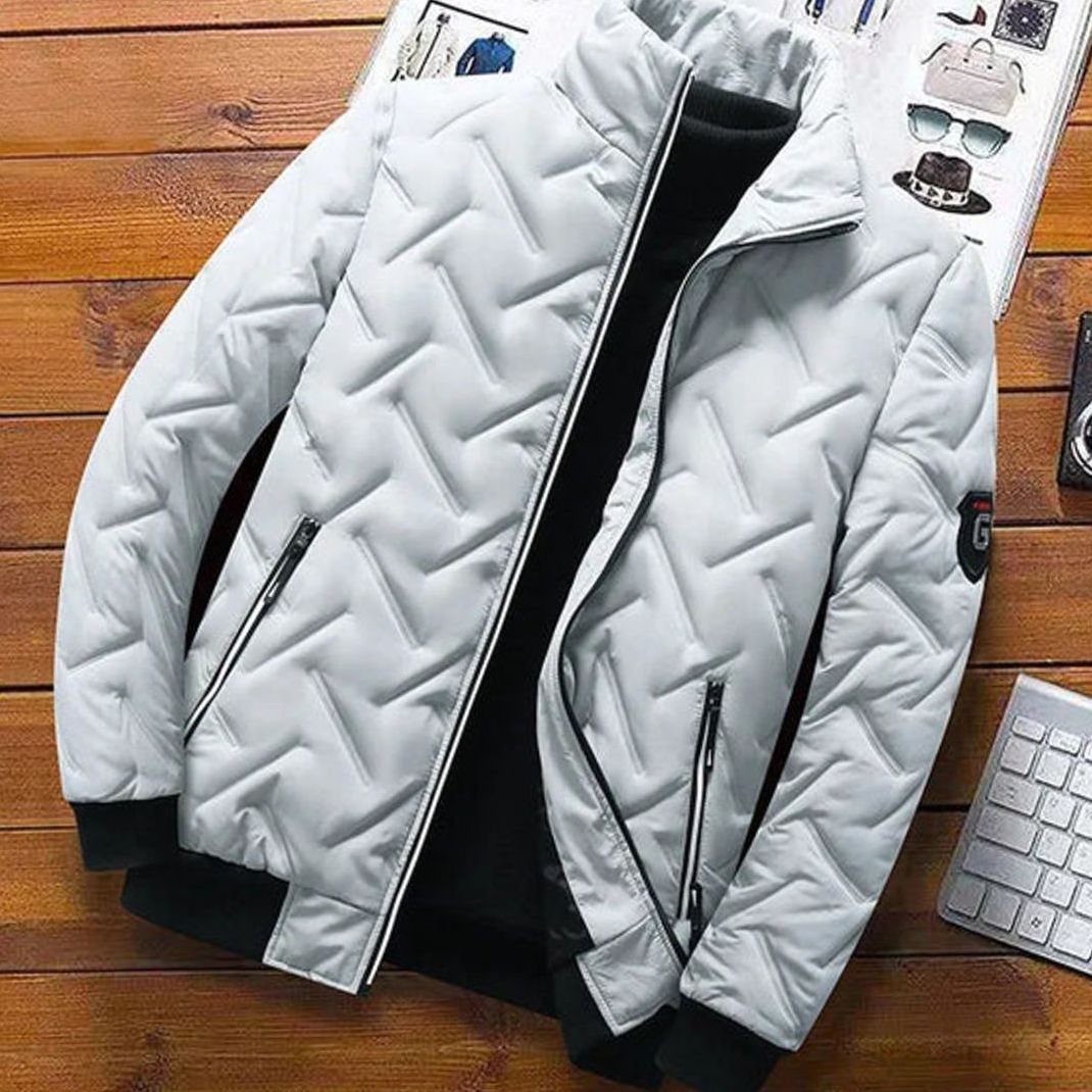 Herren Gesteppte Gefütterte Winterjacke mit Stehkragen