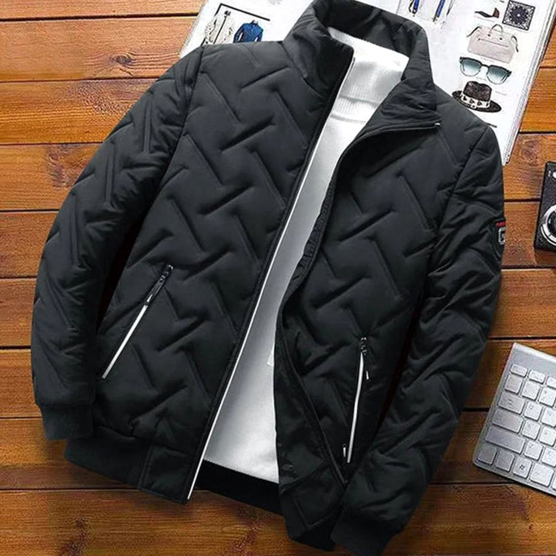 Herren Gesteppte Gefütterte Winterjacke mit Stehkragen