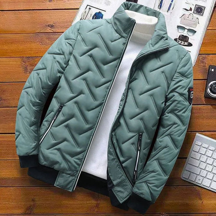 Herren Gesteppte Gefütterte Winterjacke mit Stehkragen