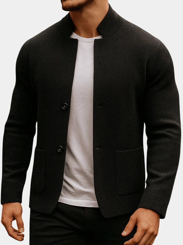 Herren Gesteppte Jacke Stehkragen Zweiknopf Cardigan