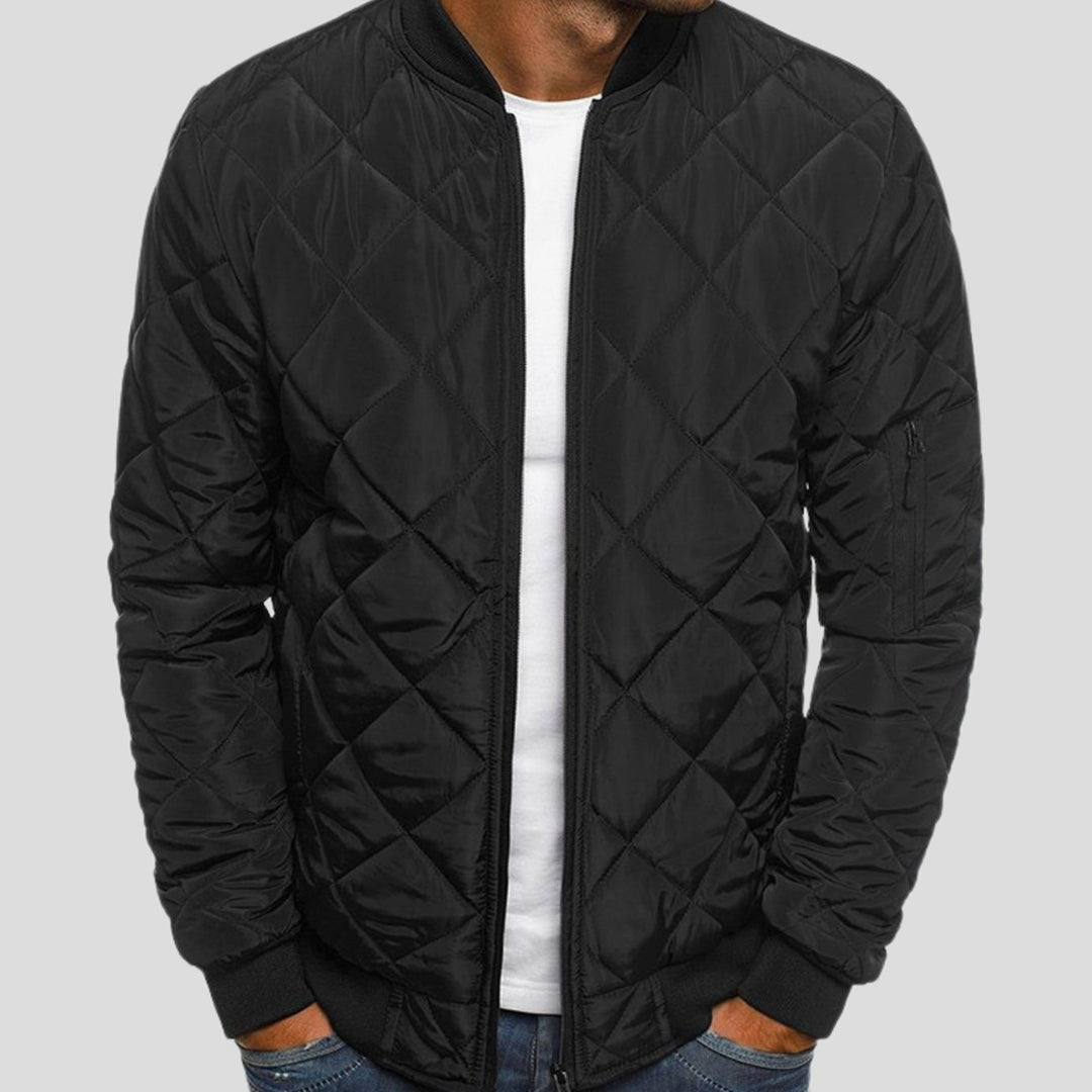 Herren Gesteppte Wärmende Winterstyle Jacke mit Reißverschluss - Schwarz