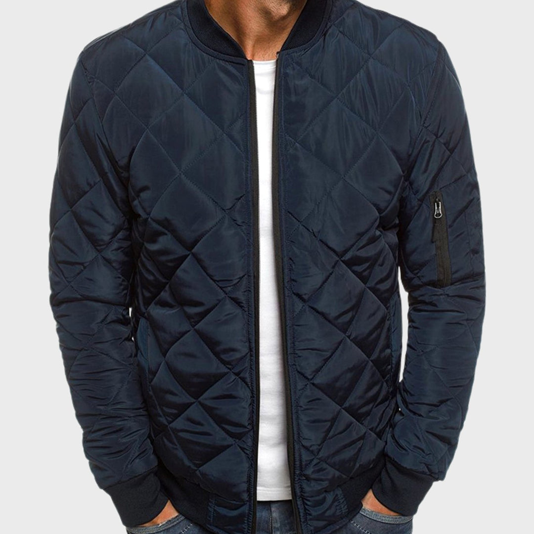 Herren Gesteppte Wärmende Winterstyle Jacke mit Reißverschluss - Marine