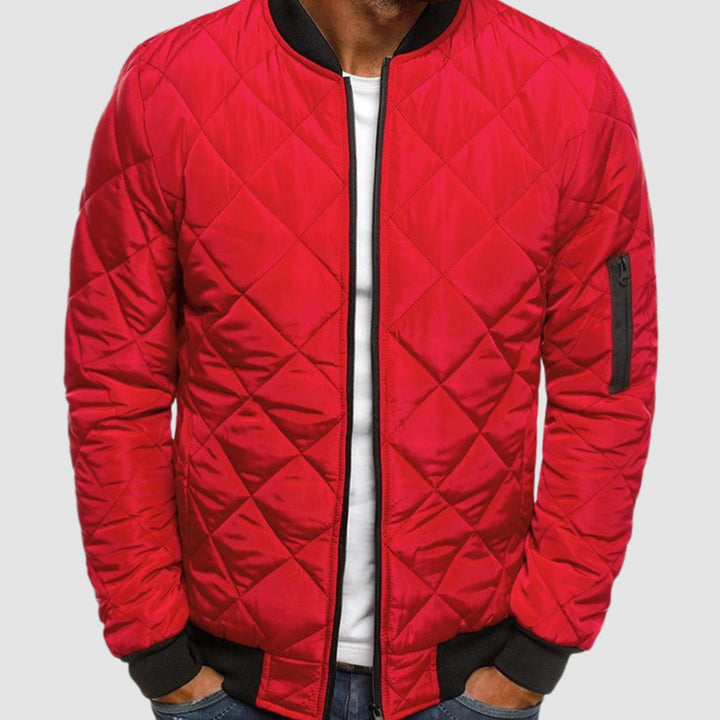 Herren Gesteppte Wärmende Winterstyle Jacke mit Reißverschluss - Rot