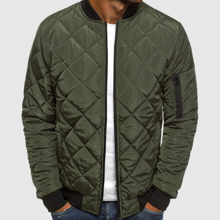 Herren Gesteppte Wärmende Winterstyle Jacke mit Reißverschluss - Grün