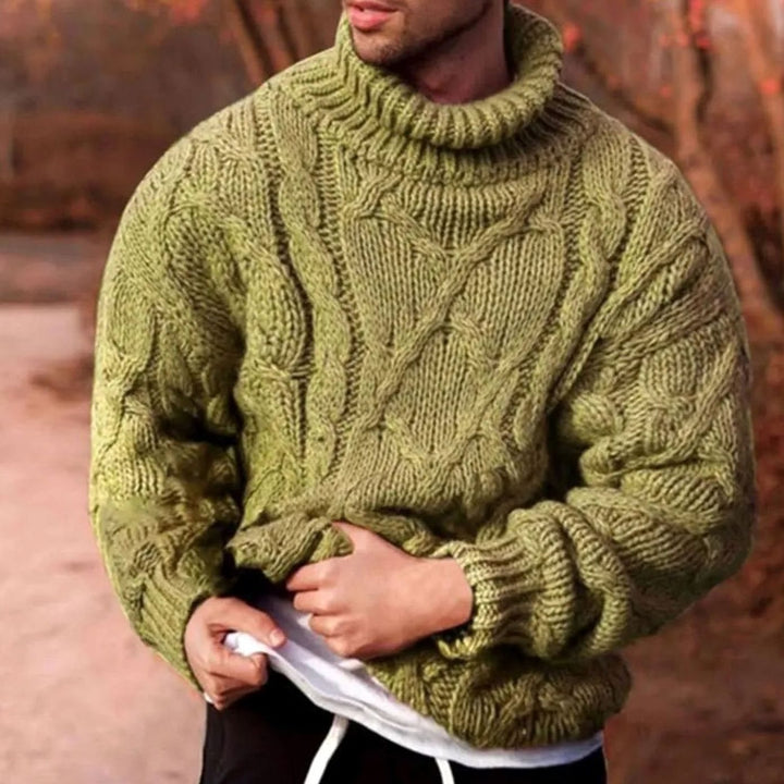 Herren Grobstrick Rollkragenpullover für den Winter - Grün