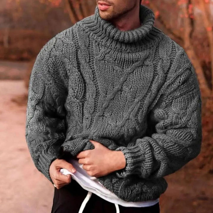 Herren Grobstrick Rollkragenpullover für den Winter - Grau