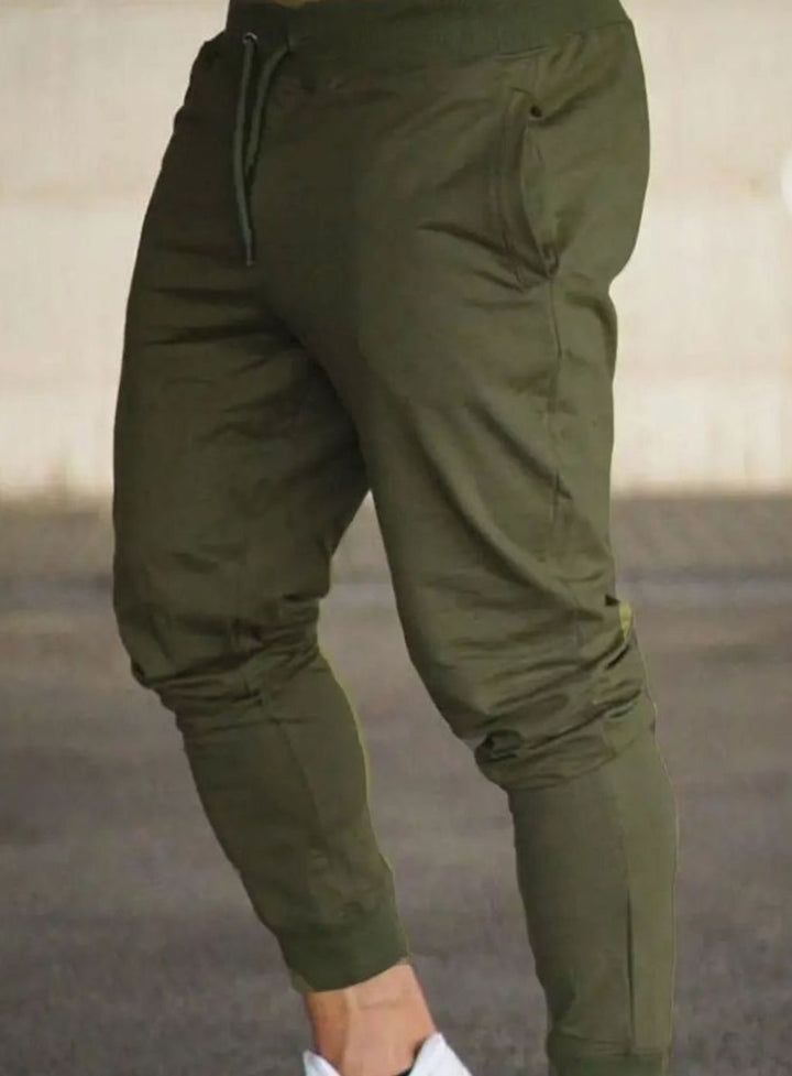 Herren Jogginghose mit Kordelzug Slim-Fit Sweatpants - Olivgrün