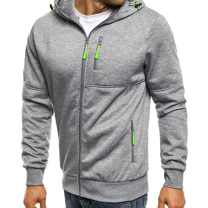 Herren Kapuzen-Sweatjacke mit Reißverschluss und Taschen - 1