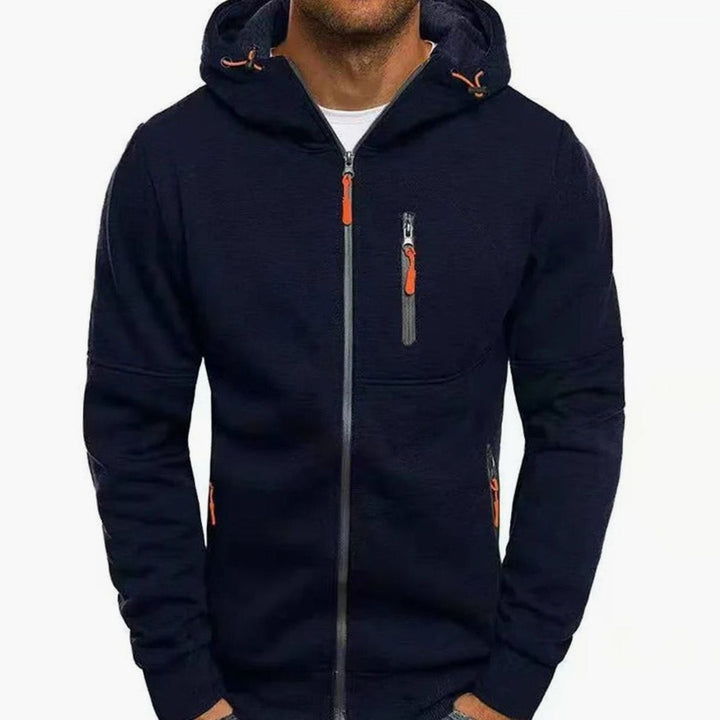 Herren Kapuzen-Sweatjacke mit Reißverschluss und Taschen - 2