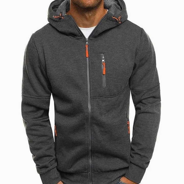 Herren Kapuzen-Sweatjacke mit Reißverschluss und Taschen - 6