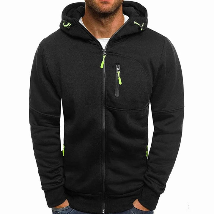 Herren Kapuzen-Sweatjacke mit Reißverschluss und Taschen - 7