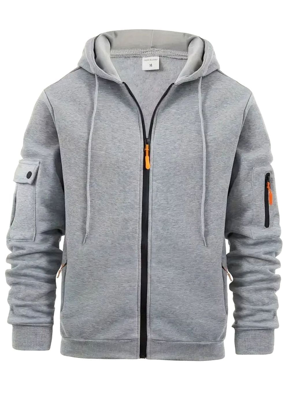 Herren Kapuzen-Sweatjacke mit Reißverschlusstasche Full-Zip Hoodie mit Taschen