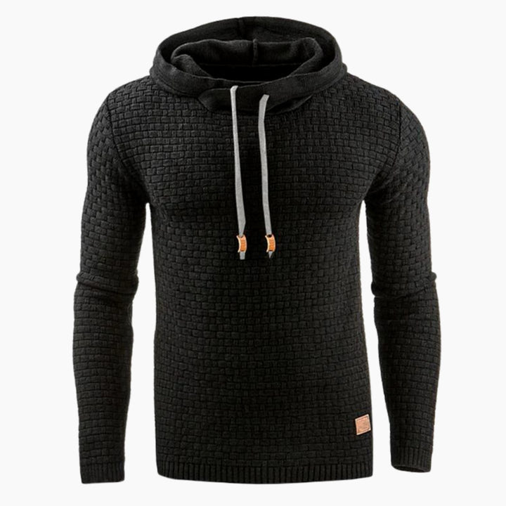 Herren Kapuzenpullover mit Muster Vintage-Strukturierter Hoodie - Schwarz