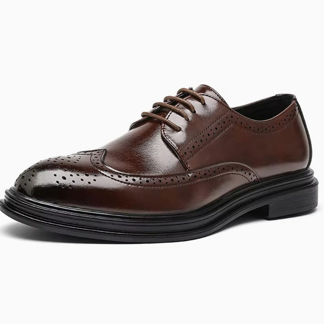 Herren Klassische Flügelspitzen Derby-Schnürschuhe für Formelle Anlässe - Braun