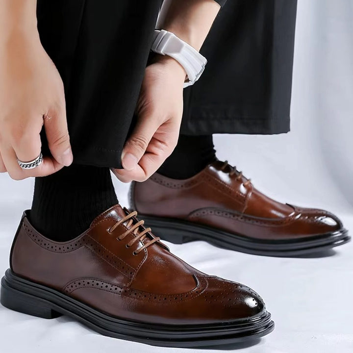 Herren Klassische Flügelspitzen Derby-Schnürschuhe für Formelle Anlässe