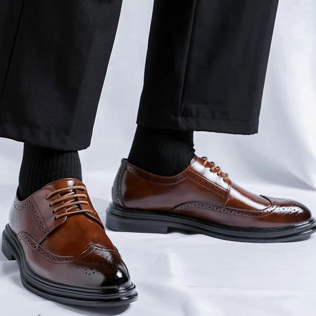 Herren Klassische Flügelspitzen Derby-Schnürschuhe für Formelle Anlässe